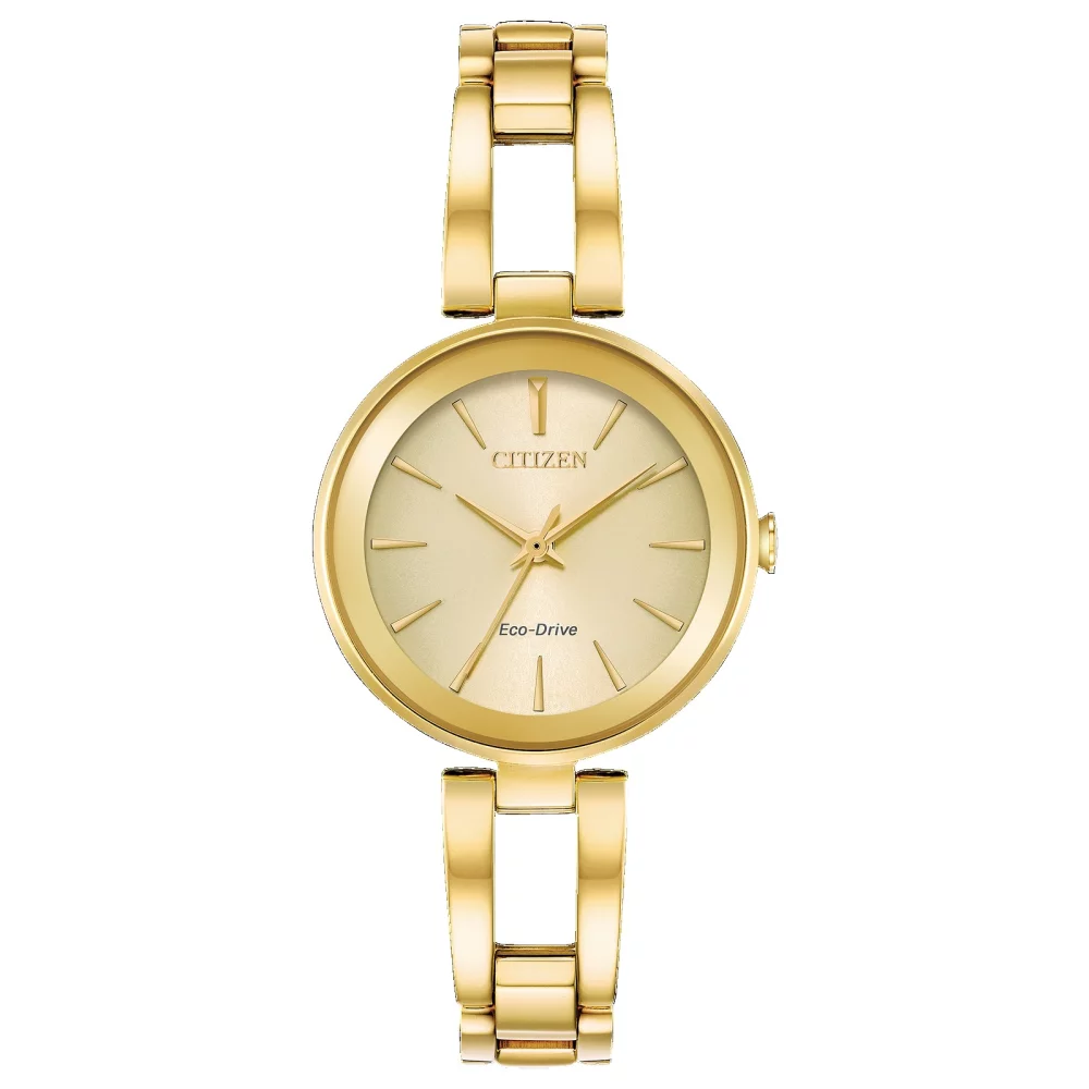 Montre Citizen® Axiom Collection pour femme en or avec cadran rond champagne en or.