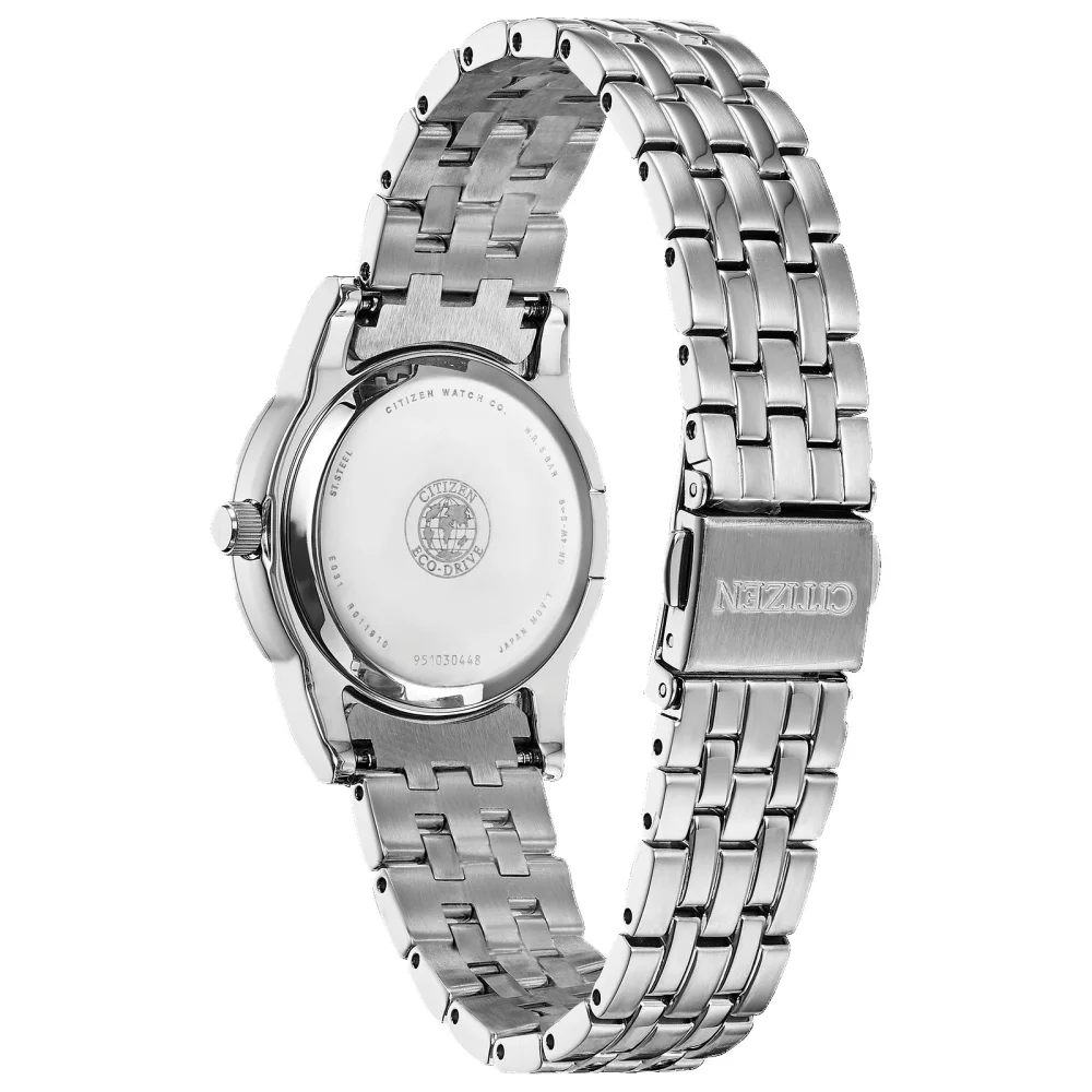 Citizen® Silhouette Crystal Women's Silver Watch w/Black Mother Of Pearl Dial