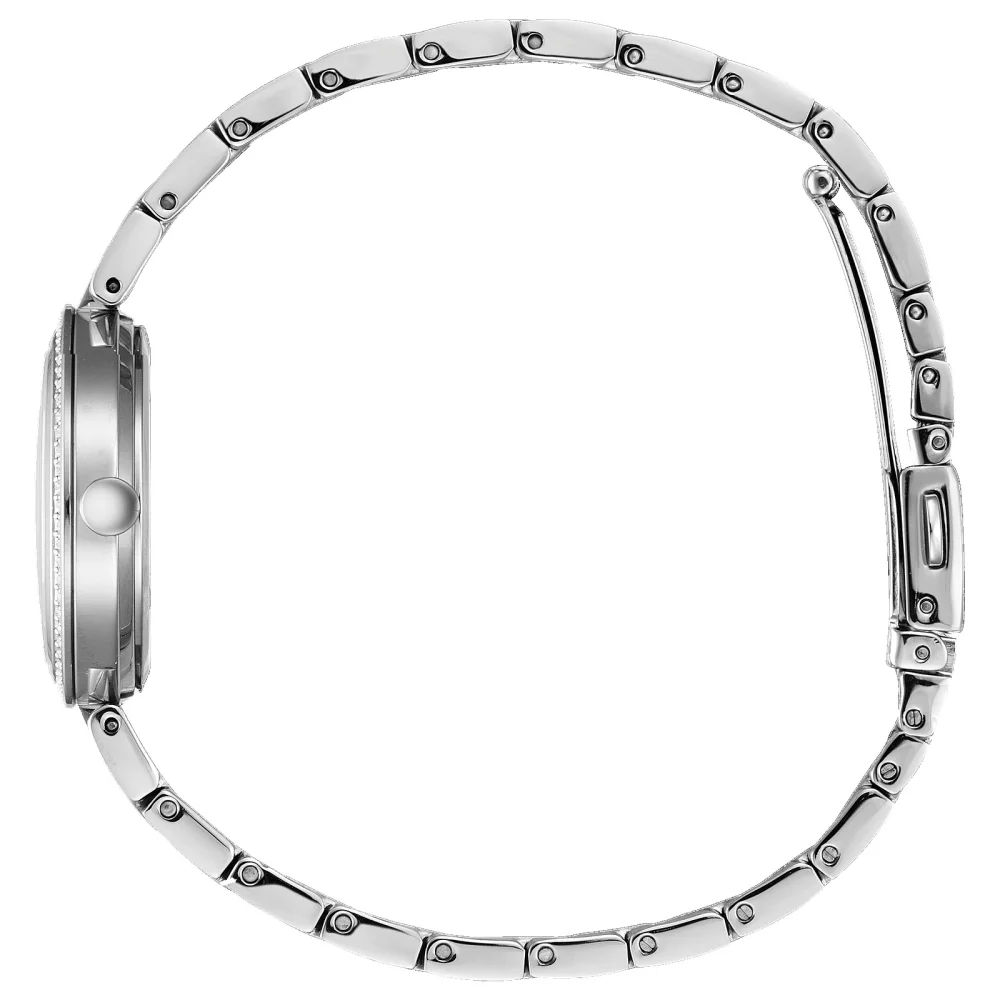 Montre Citizen® Silhouette Crystal pour femme en argent avec cadran bleu en nacre.