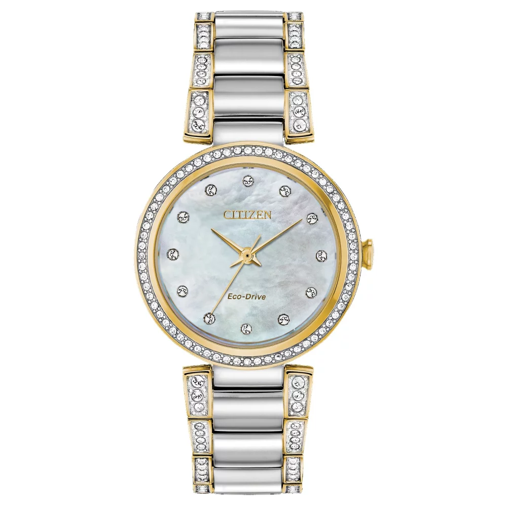 Citizen® Silhouette Crystal Women's Two Tone Watch w/Mother Of Pearl Dial