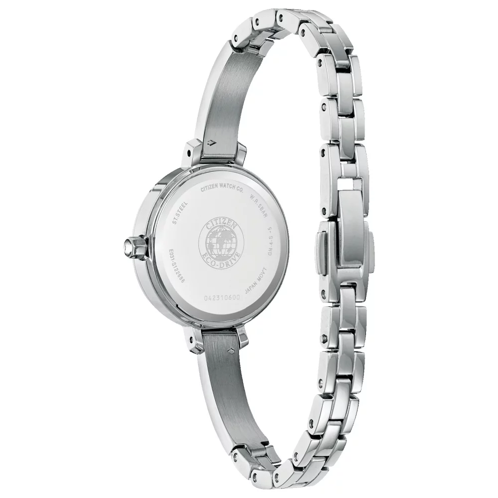 Montre Citizen® Silhouette Crystal pour femme en argent avec cadran en nacre.