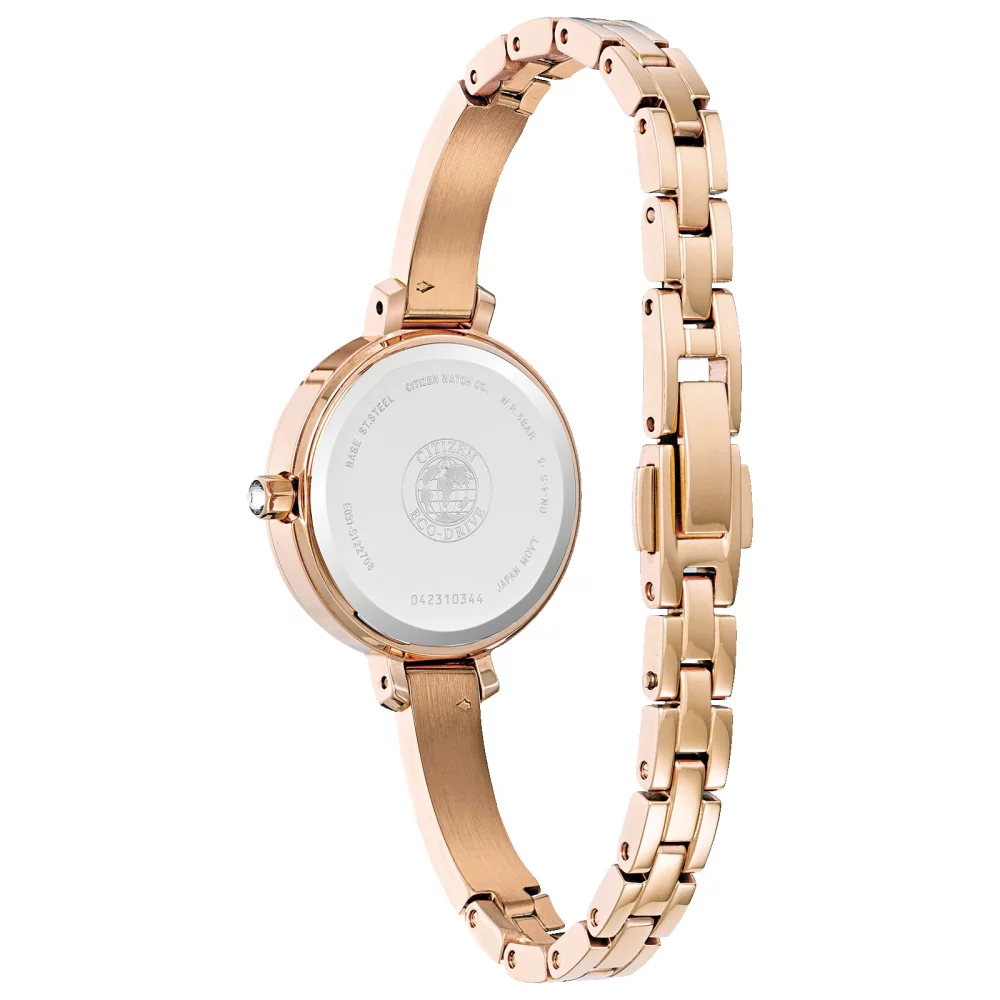 Montre Citizen® Silhouette Crystal pour femme en or rose avec cadran en nacre rose.