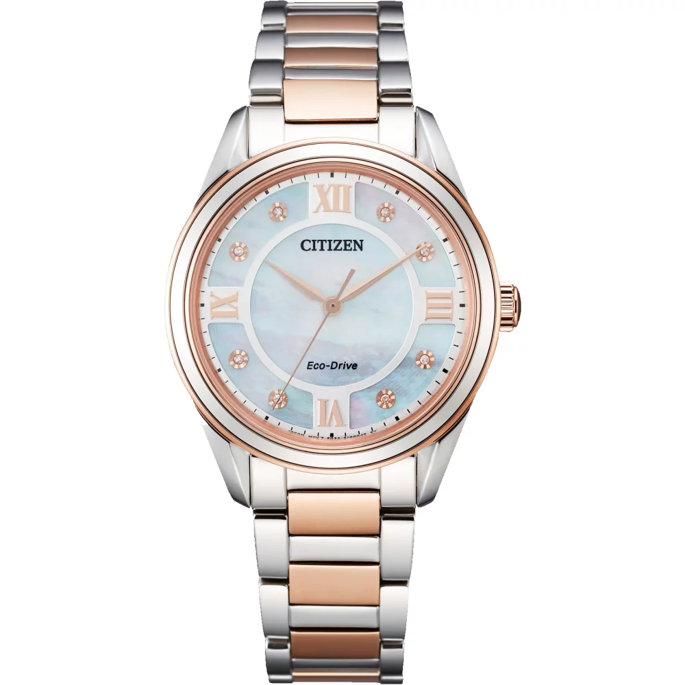 Montre analogique bicolore pour femme de la collection Citizen® Fiore avec cadran en nacre.