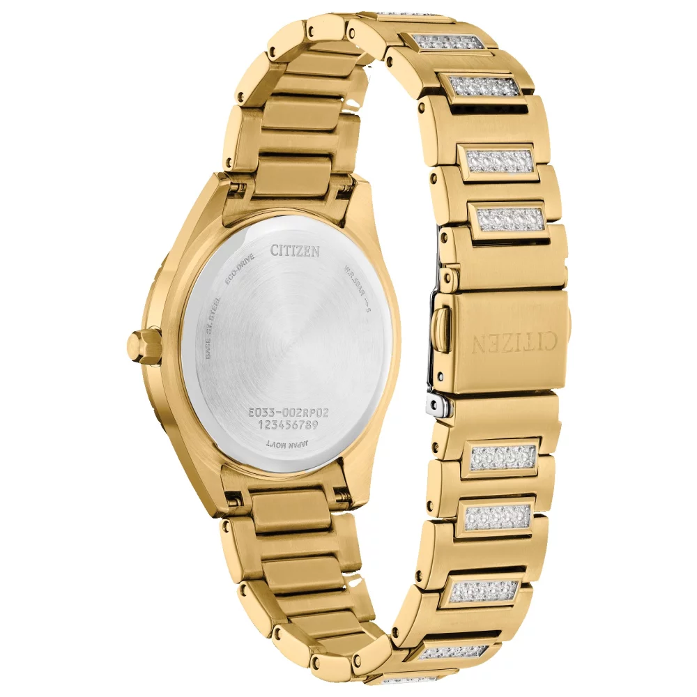 Montre Citizen® Silhouette Crystal pour femme en or avec cadran en nacre.