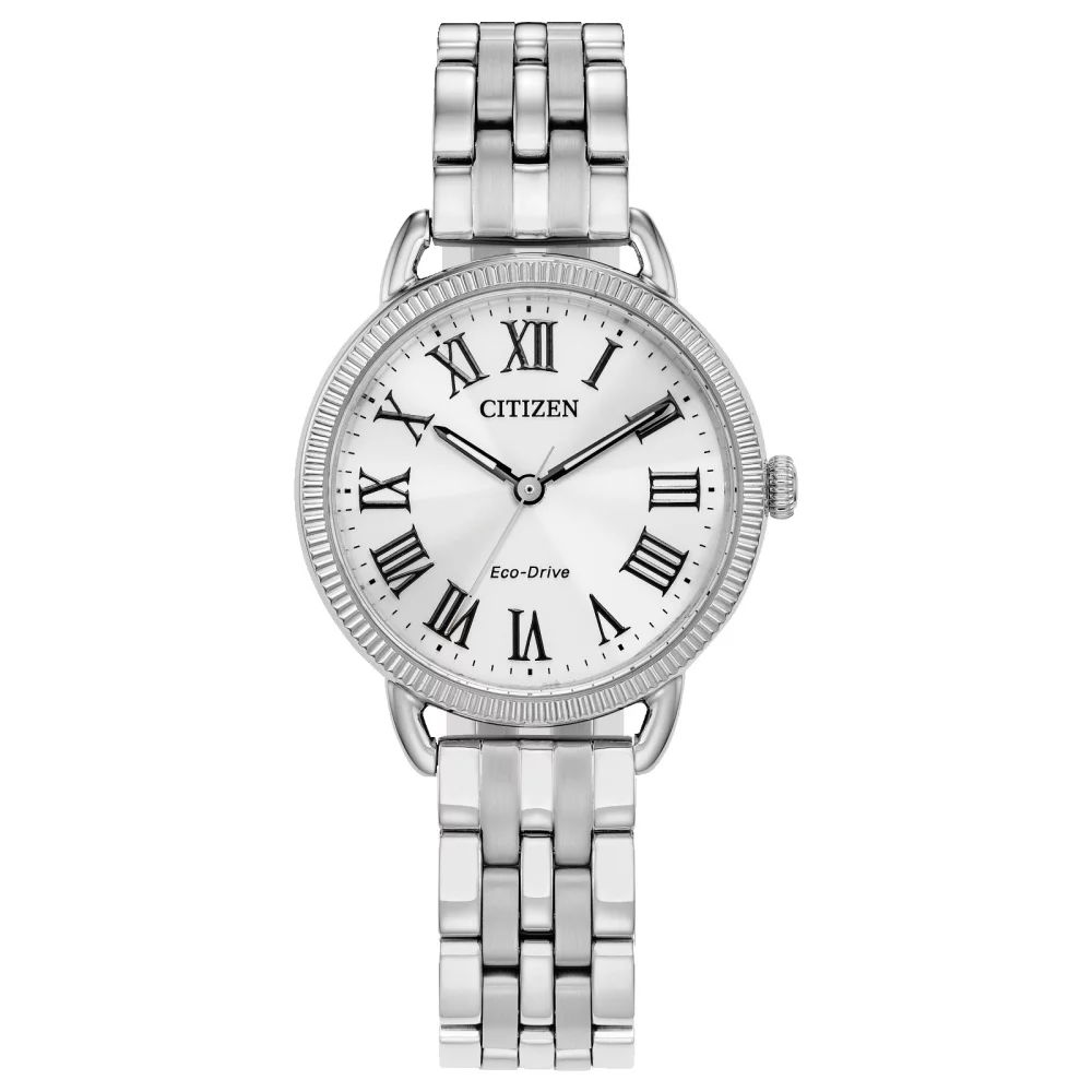 Montre analogique Citizen® pour femme avec bordure de pièce classique en argent