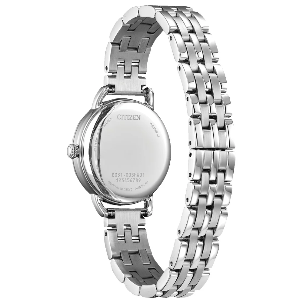 Montre analogique Citizen® pour femme avec bordure de pièce classique en argent