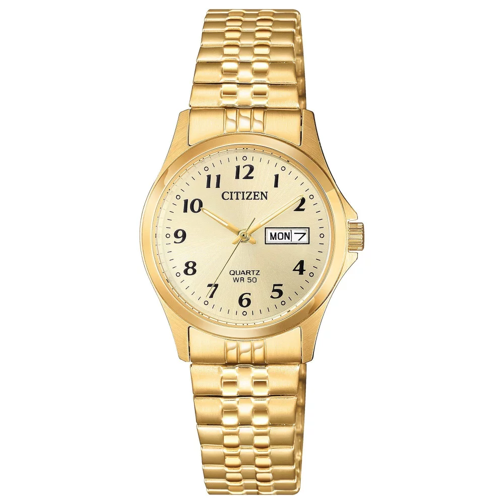Montre Citizen® pour femme en acier inoxydable ton or avec mouvement à quartz et cadran rond doré (26 mm)