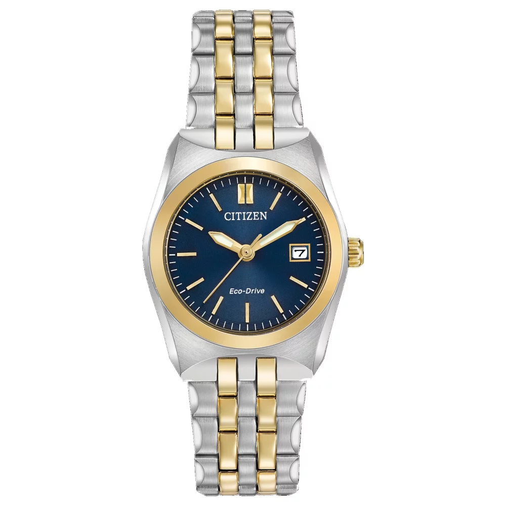 Citizen® Corso Collection Women's Two Tone Watch w/Round Blue Dial