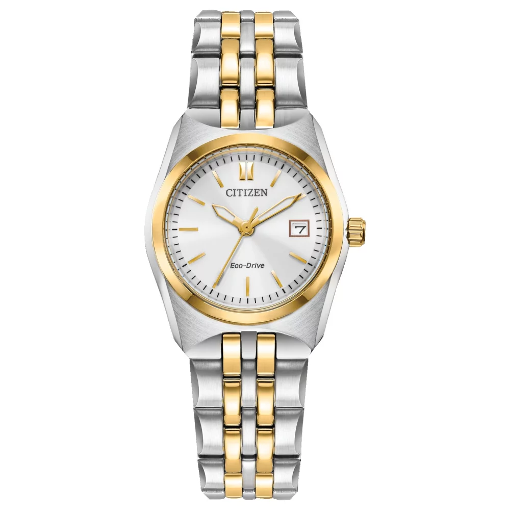 Citizen® Corso Collection Women's Two Tone Watch w/Round White Dial