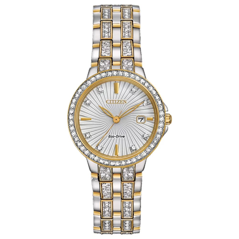 Montre Citizen® Silhouette Crystal pour femme en deux tons avec cadran à motif