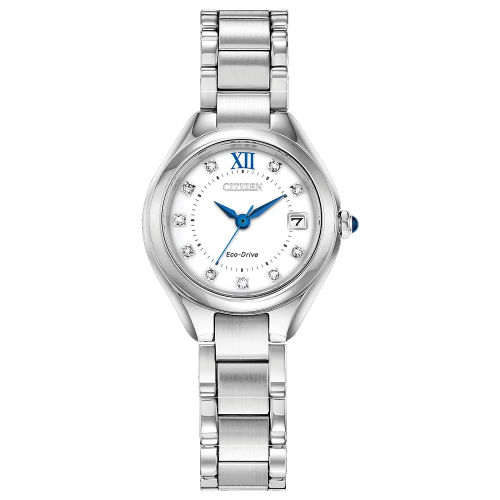Montre Citizen® Silhouette Crystal pour femme en argent avec des accents bleus