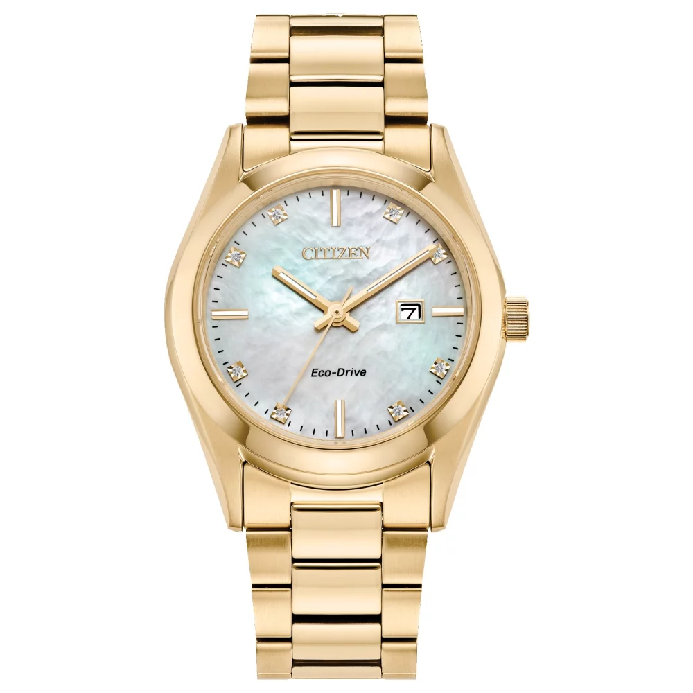 Montre de sport de luxe Citizen® pour femmes en or avec des diamants