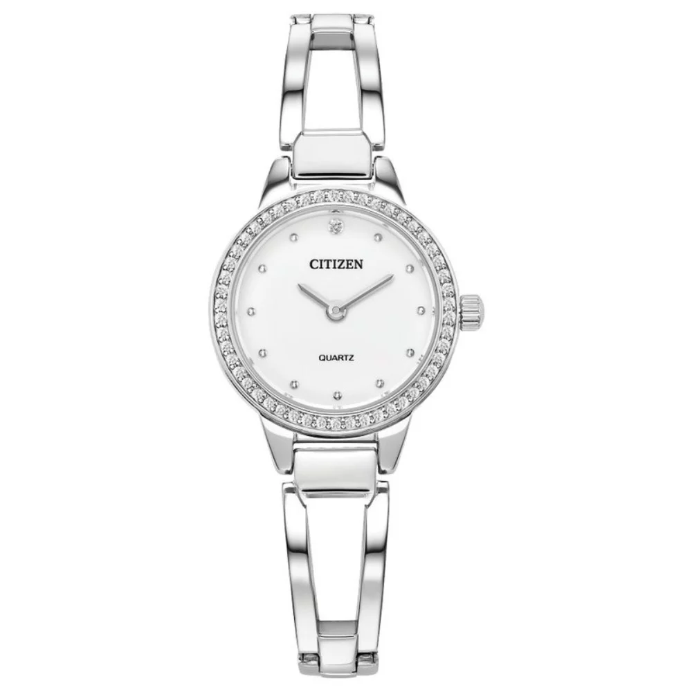 Montre Citizen® pour femme en acier inoxydable argenté avec cristaux.