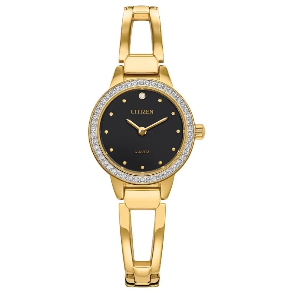 Montre Citizen® pour femme en acier inoxydable doré avec cristaux.