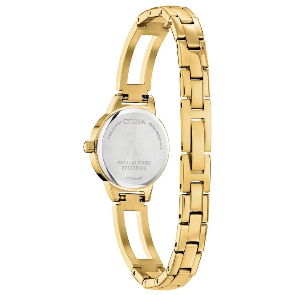 Montre Citizen® pour femme en acier inoxydable doré avec cristaux.