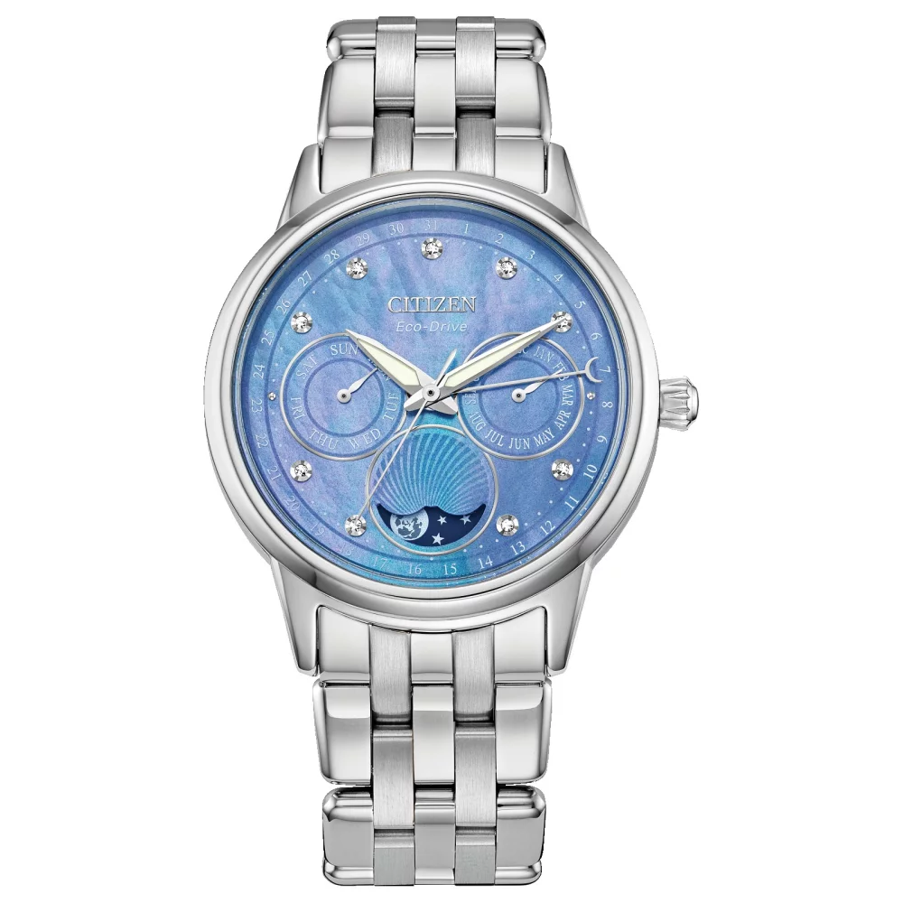 Citizen® Women's Silver Calendrier Watch w/Moon Indicator