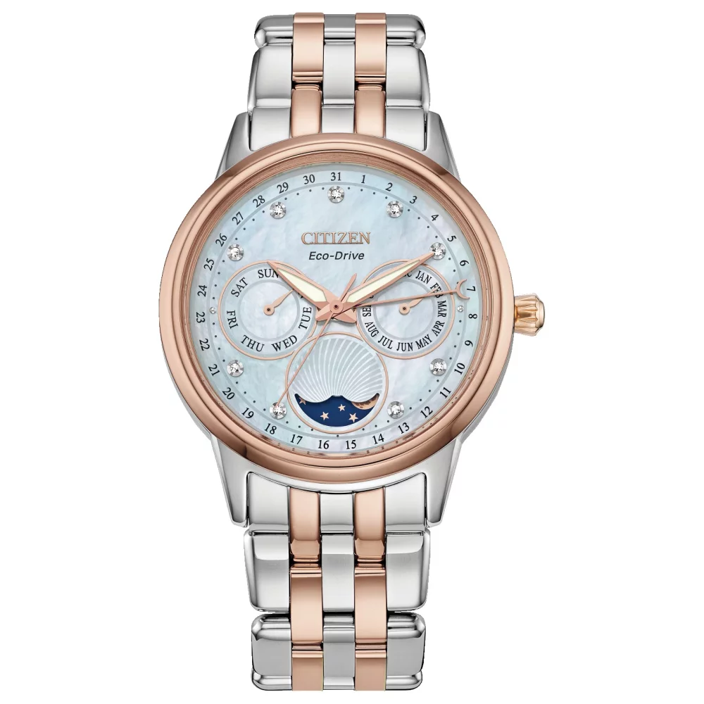 Montre calendrier bicolore Citizen® pour femme avec indicateur de lune