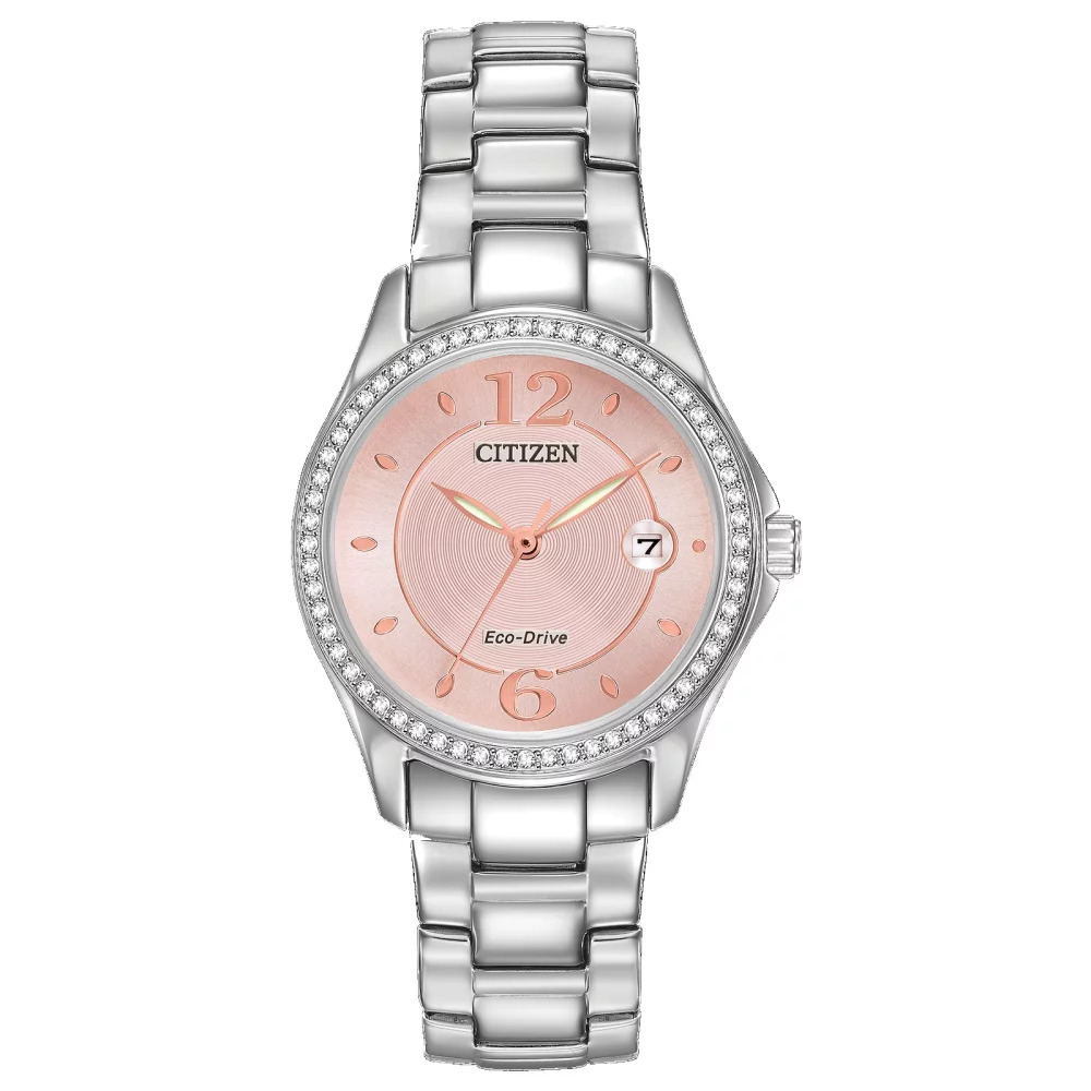 Citizen® Silhouette Crystal Women's Silver Watch w/Round Pink Dial