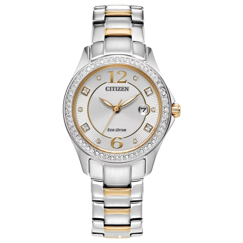 Citizen® Silhouette Crystal Women's Two-Tone Watch w/Round White Dial