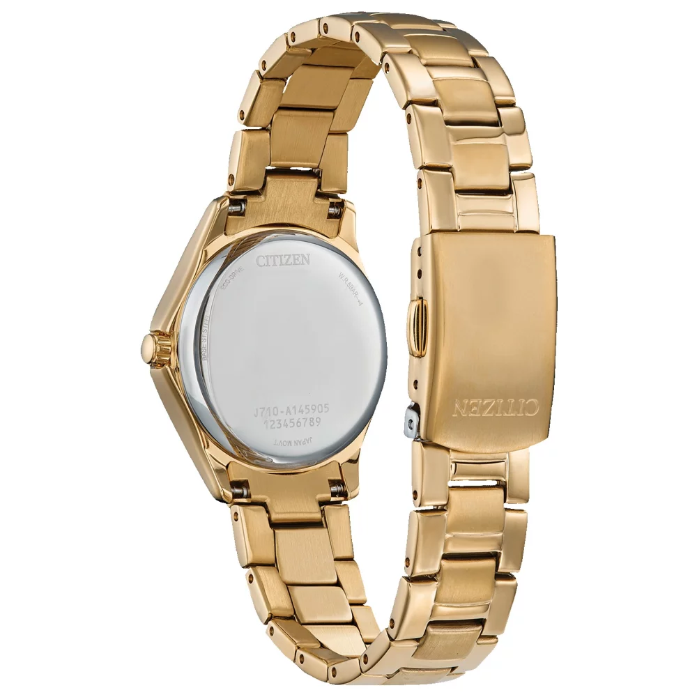 Montre pour femme Citizen® Silhouette Crystal en or avec cadran rond champagne beige.