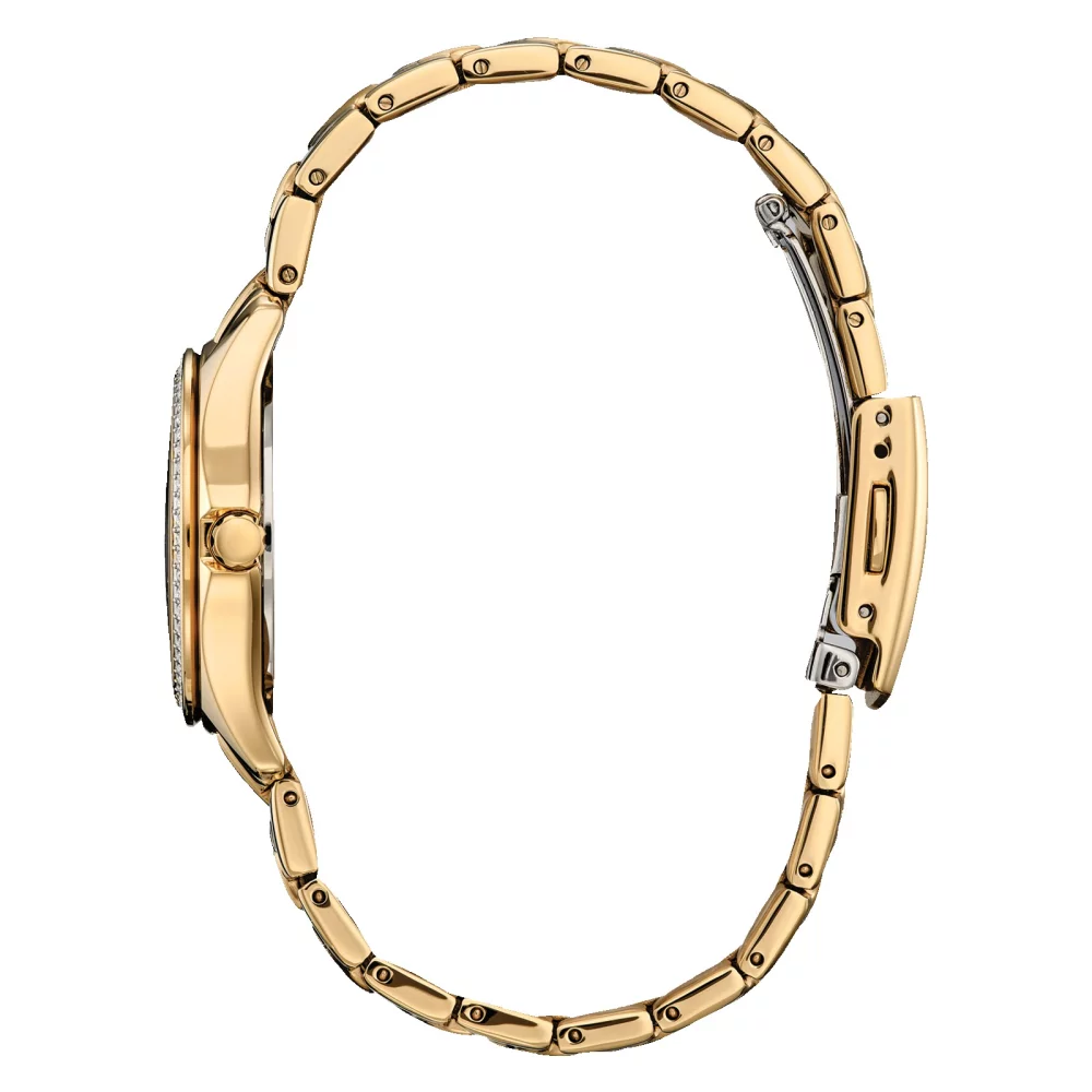 Montre pour femme Citizen® Silhouette Crystal en or avec cadran rond champagne beige.