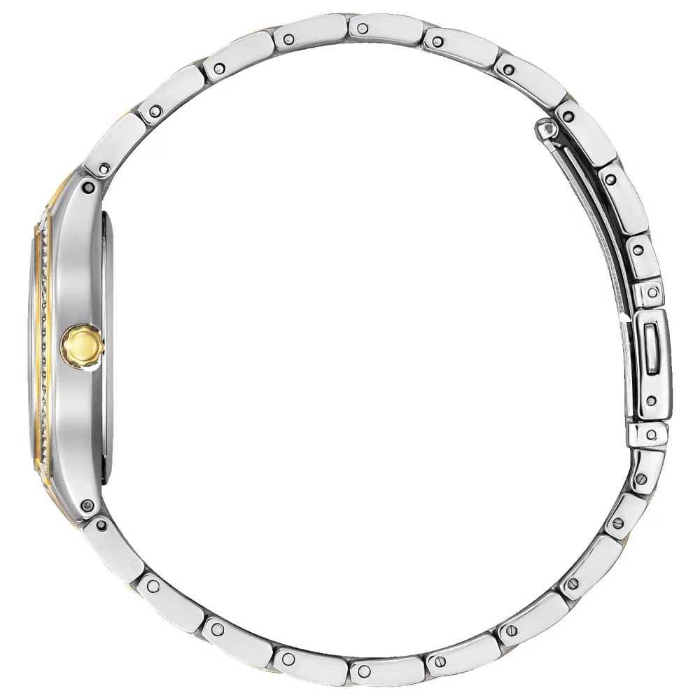 Montre pour femme Citizen® Silhouette Crystal en deux tons avec cadran rond bleu marine.