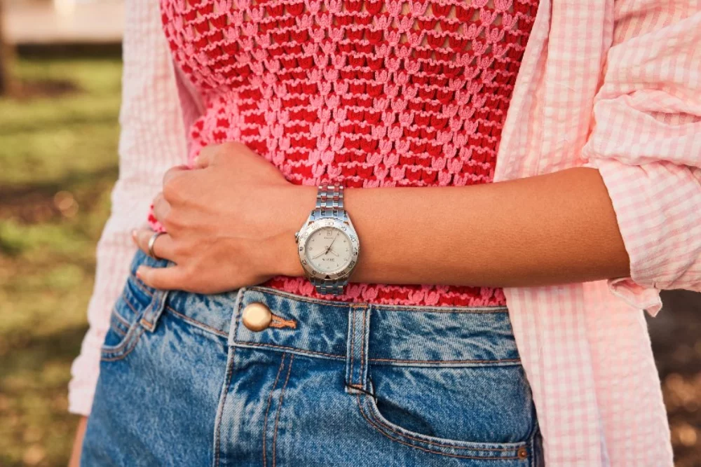 Citizen® Women's Silver Carson Watch w/Round Light Blue Dial