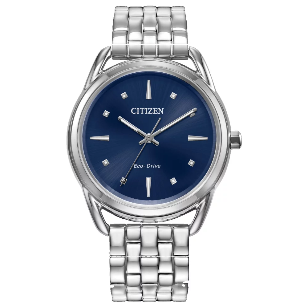 Citizen® Women's Silver Classic Watch w/Round Blue Dial