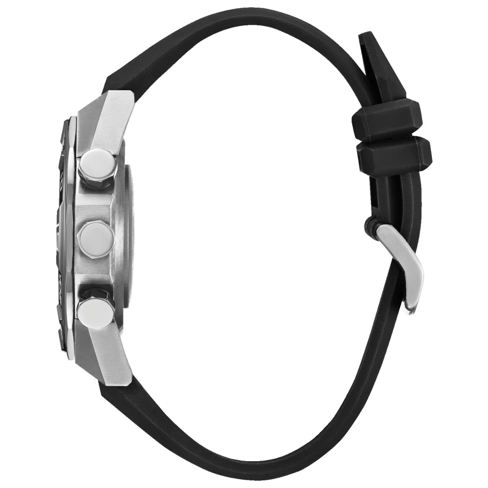 Collection de montres intelligentes Citizen® pour hommes, montre hybride intelligente en argent avec bracelet en silicone.