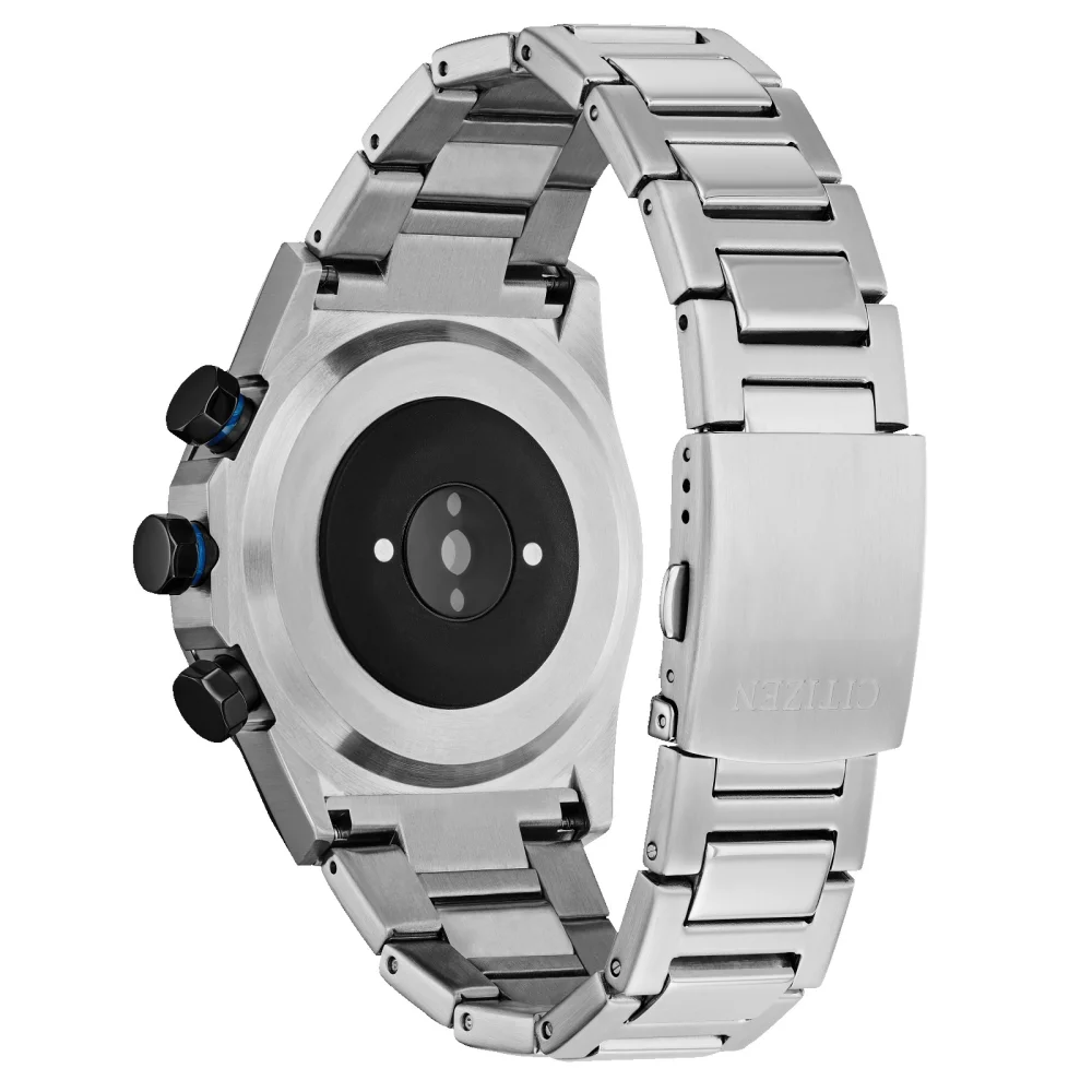 Collection de montres intelligentes Citizen® pour hommes, montre hybride intelligente en argent avec CZ.