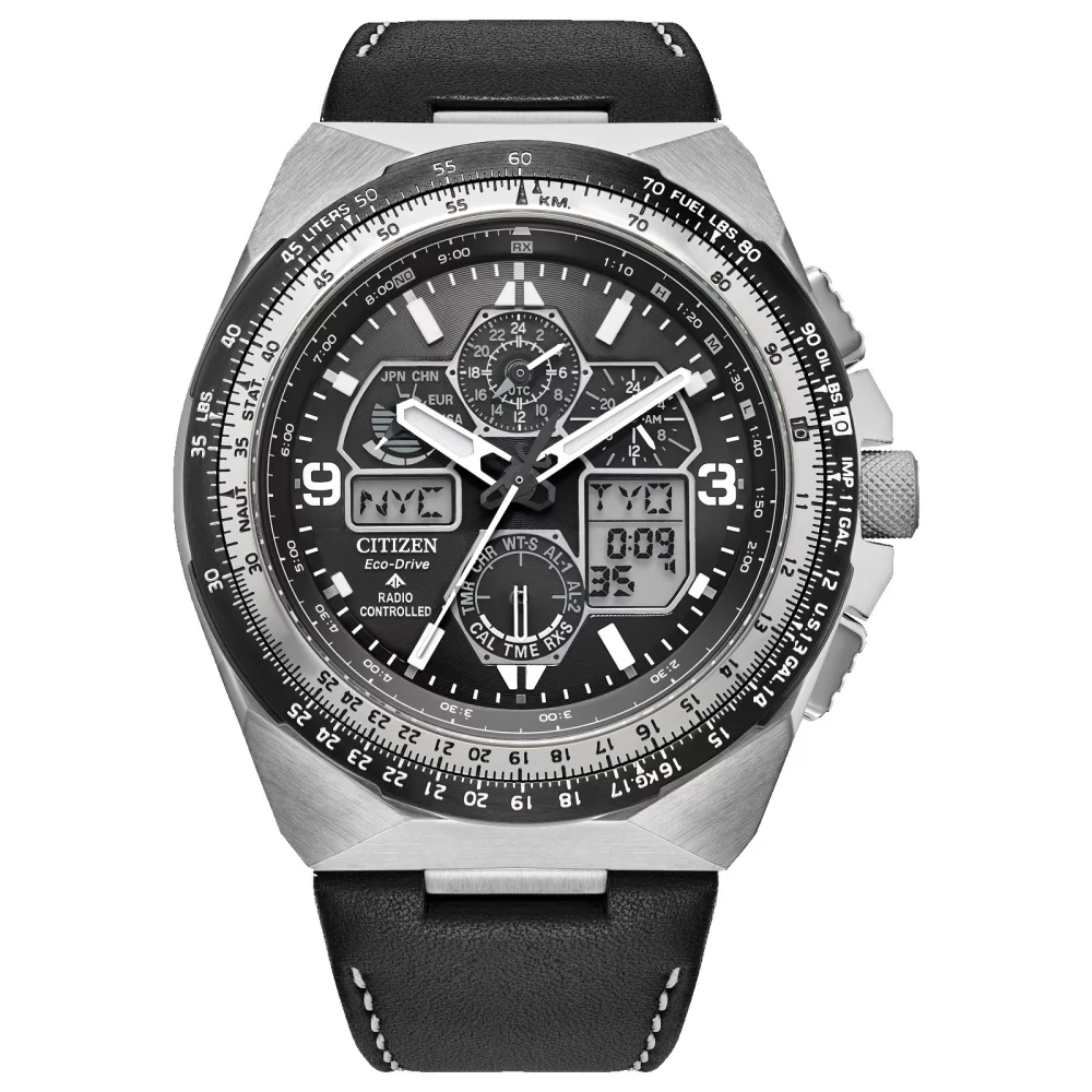 Montre Citizen® Promaster Air Collection Skyhawk A-T pour homme avec bracelet en cuir noir