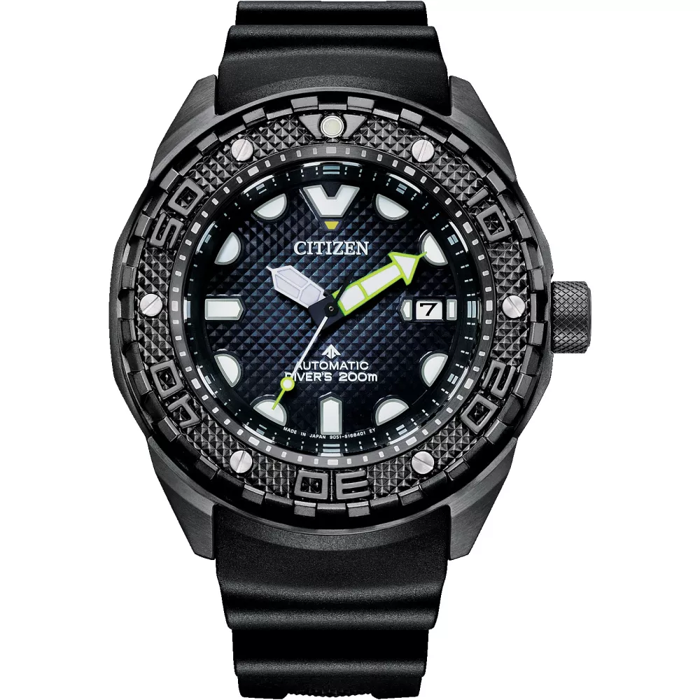 Montre Citizen® Promaster Dive Automatic Collection pour homme en noir avec rallonge de bracelet pour combinaison de plongée.