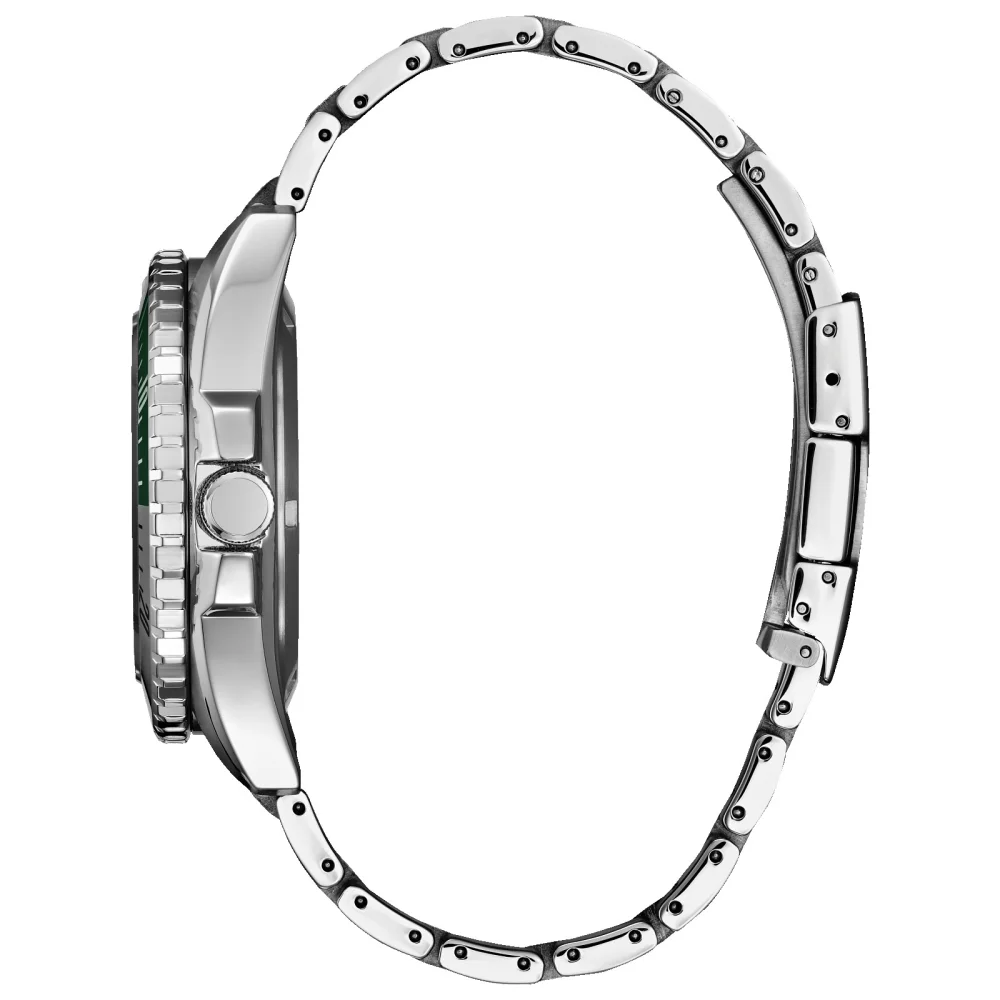 Citizen® Men's Silver Sport Automatic Watch w/Round Light Black Dial