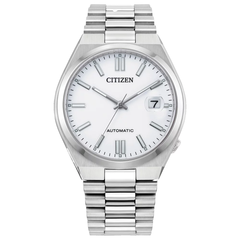 Montre automatique pour homme de la collection Citizen® "Tsuyosa" avec cadran rond blanc.