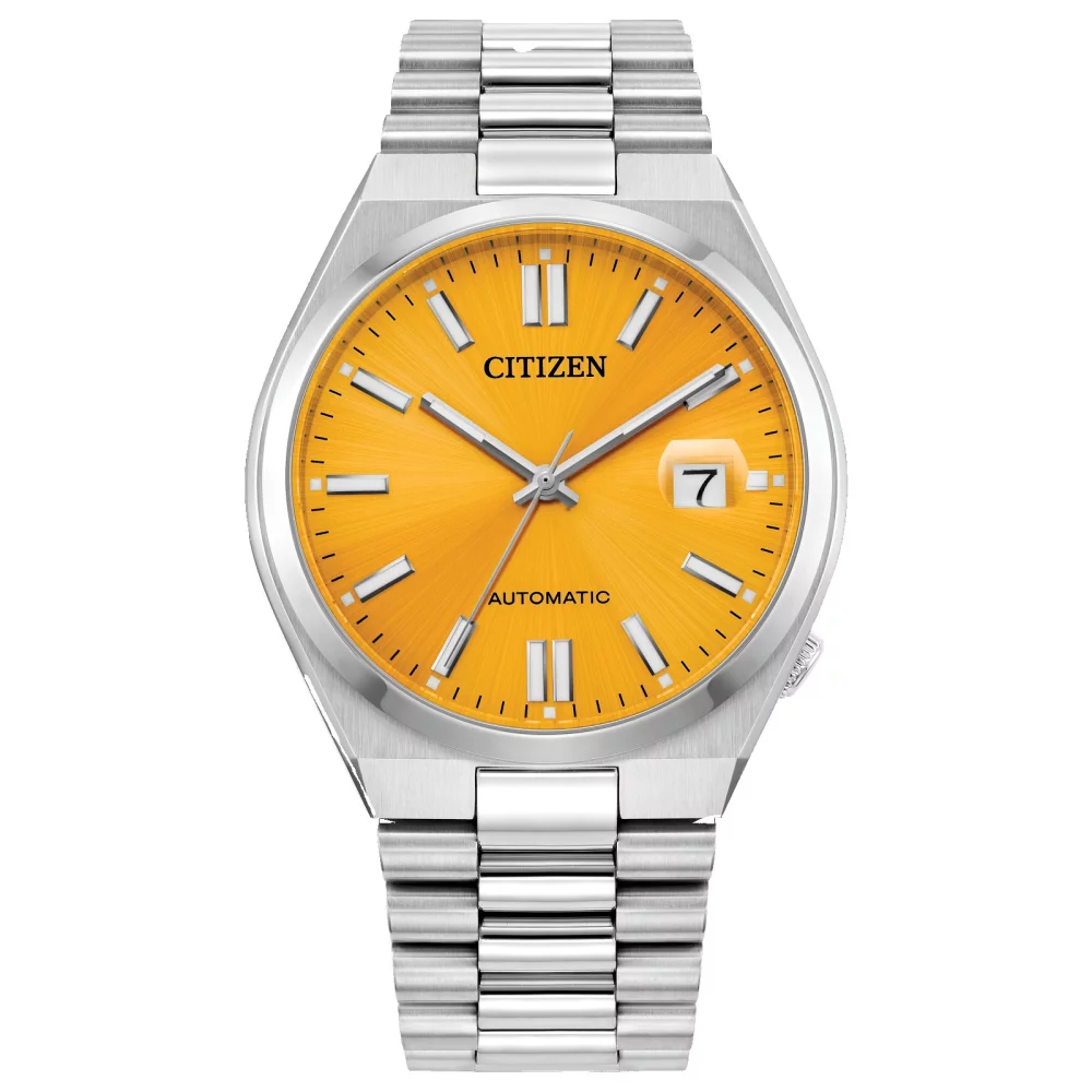 Montre automatique pour homme de la collection Citizen® "Tsuyosa" avec cadran rond jaune