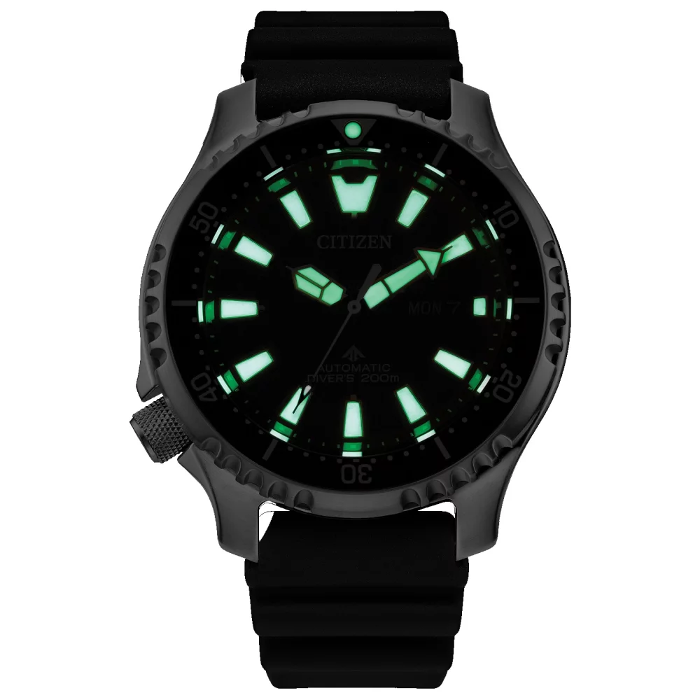 Citizen® Promaster Dive Automatic Collection Men's Silver Watch w/Yellow Accents