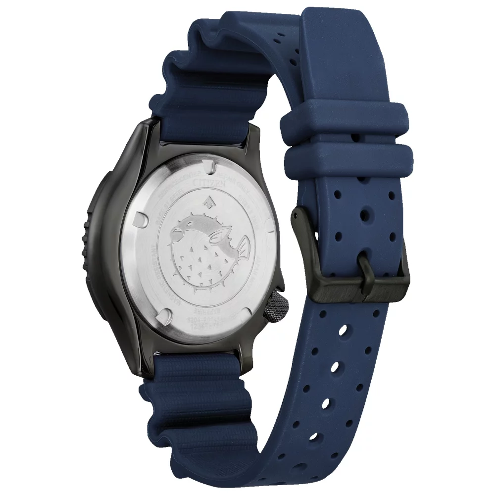 Montre Citizen® Promaster Dive Automatic Collection pour homme avec bracelet en polyuréthane noir et bleu.