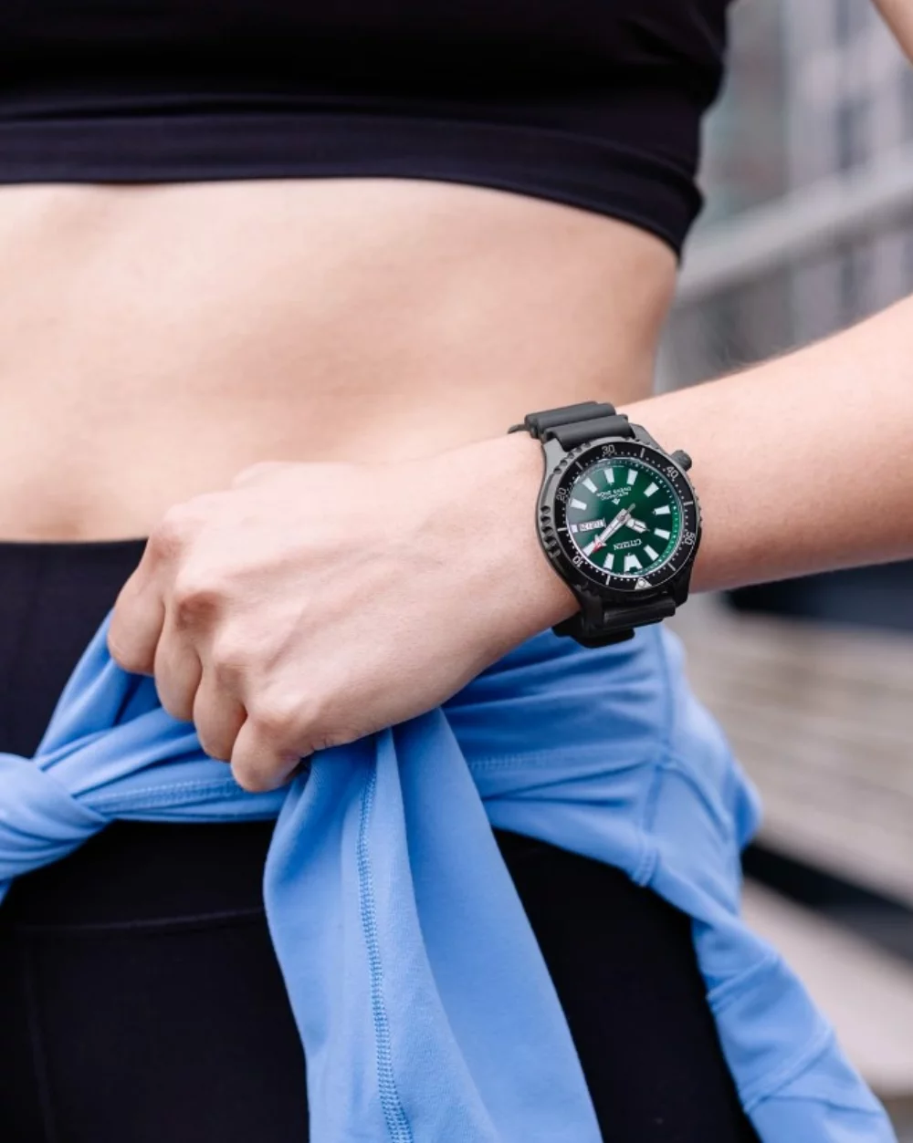 Montre Citizen® Promaster Dive Automatic Collection pour homme avec cadran rond vert.
