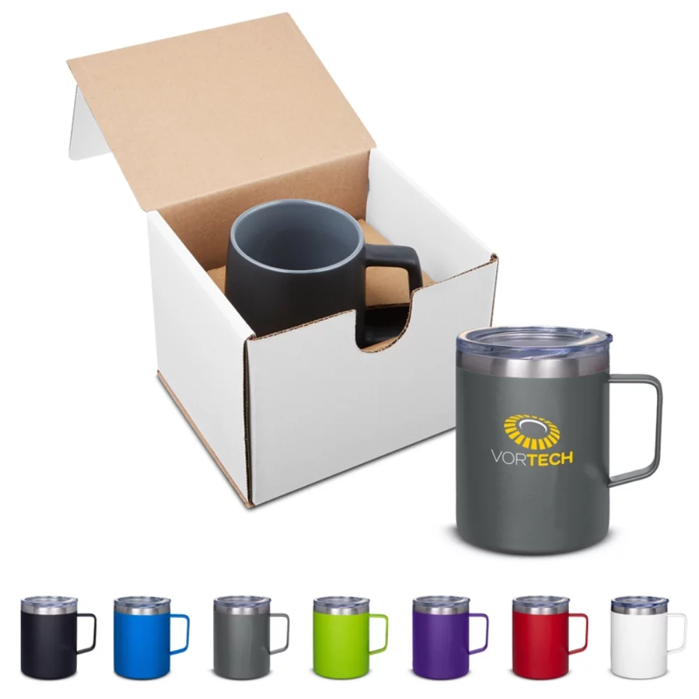 12 Oz. Vacuum Insulated Coffee Mug w/Handle in Individual Mailer