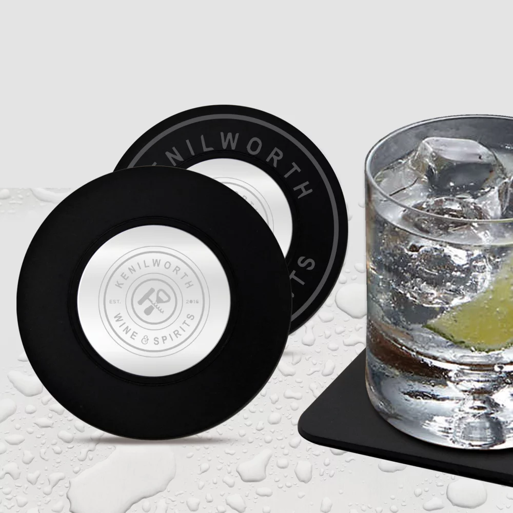 Set of Six Round Engraved Coasters