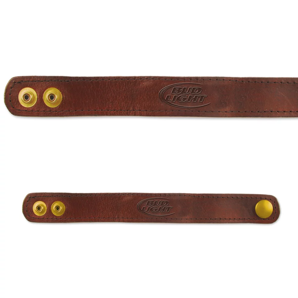 Stock Leather Bracelet with Embossed Logo (2 Snaps)
