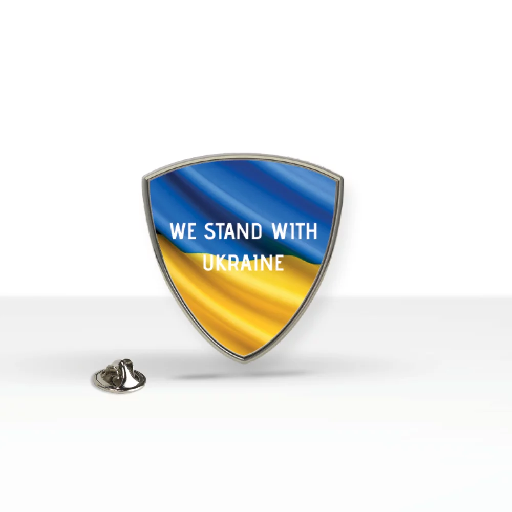 Support Ukraine Express Lapel Pin (1"x1" Shield)