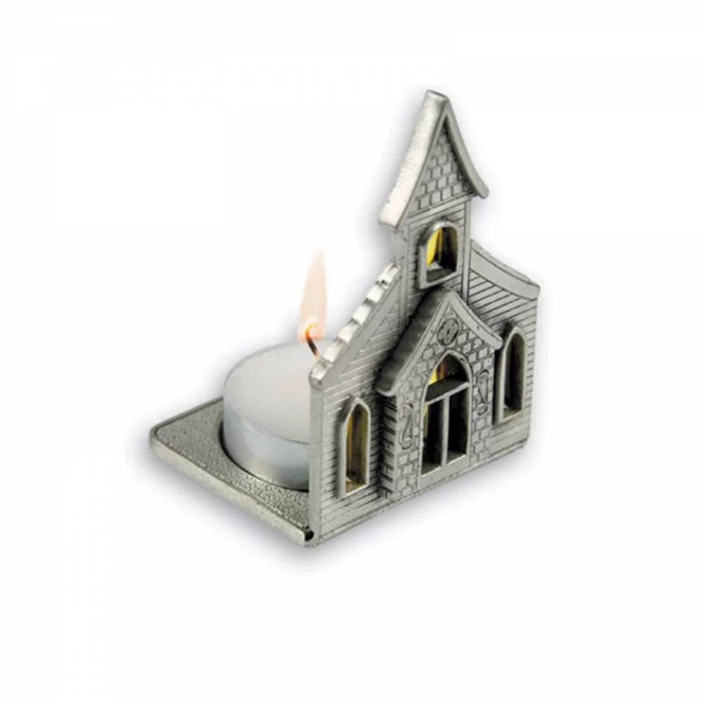 Figurine d'église en métal 3D avec chandelier