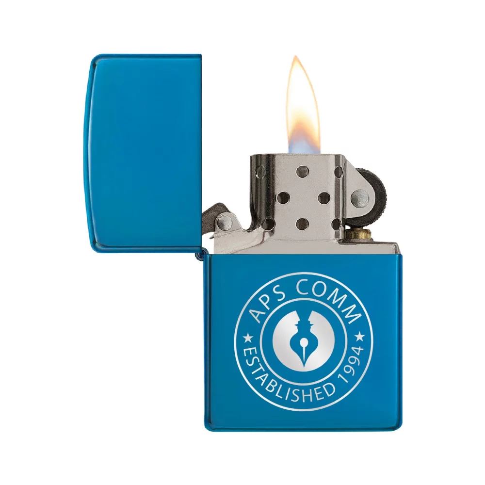 Briquet coupe-vent Zippo® bleu poli de haute qualité
