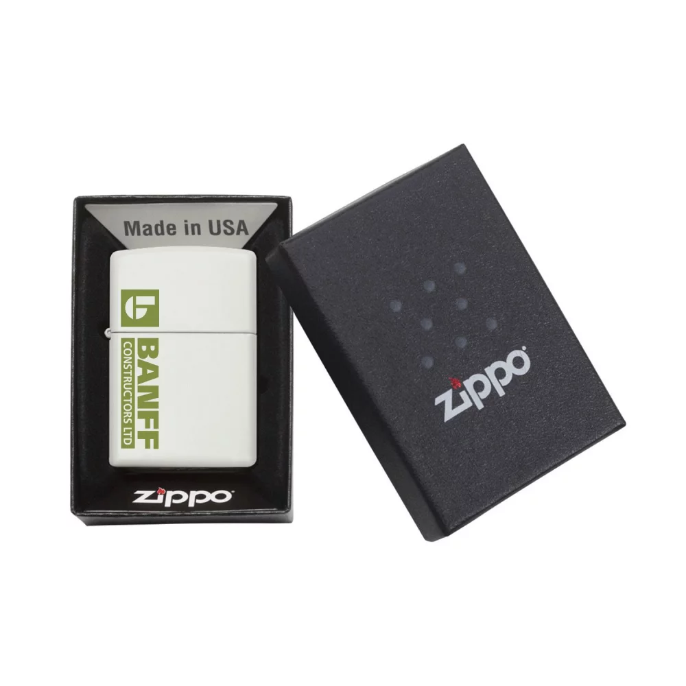 Briquet Zippo® blanc mat coupe-vent