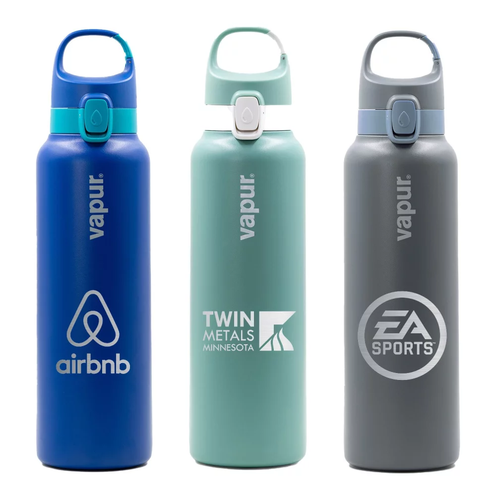 Vapur® Chill 20oz Insulated Water Bottle Graphite Grey with Blue Steel Trim