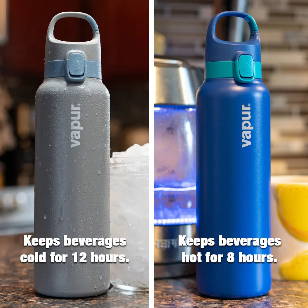 Vapur® Chill 20oz Insulated Water Bottle Graphite Grey with Blue Steel Trim