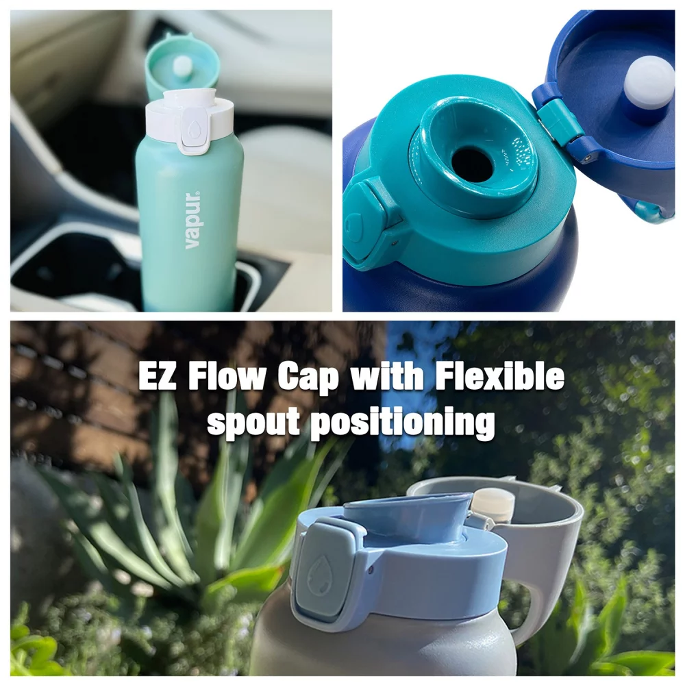 Vapur® Chill 20oz Insulated Water Bottle Graphite Grey with Blue Steel Trim