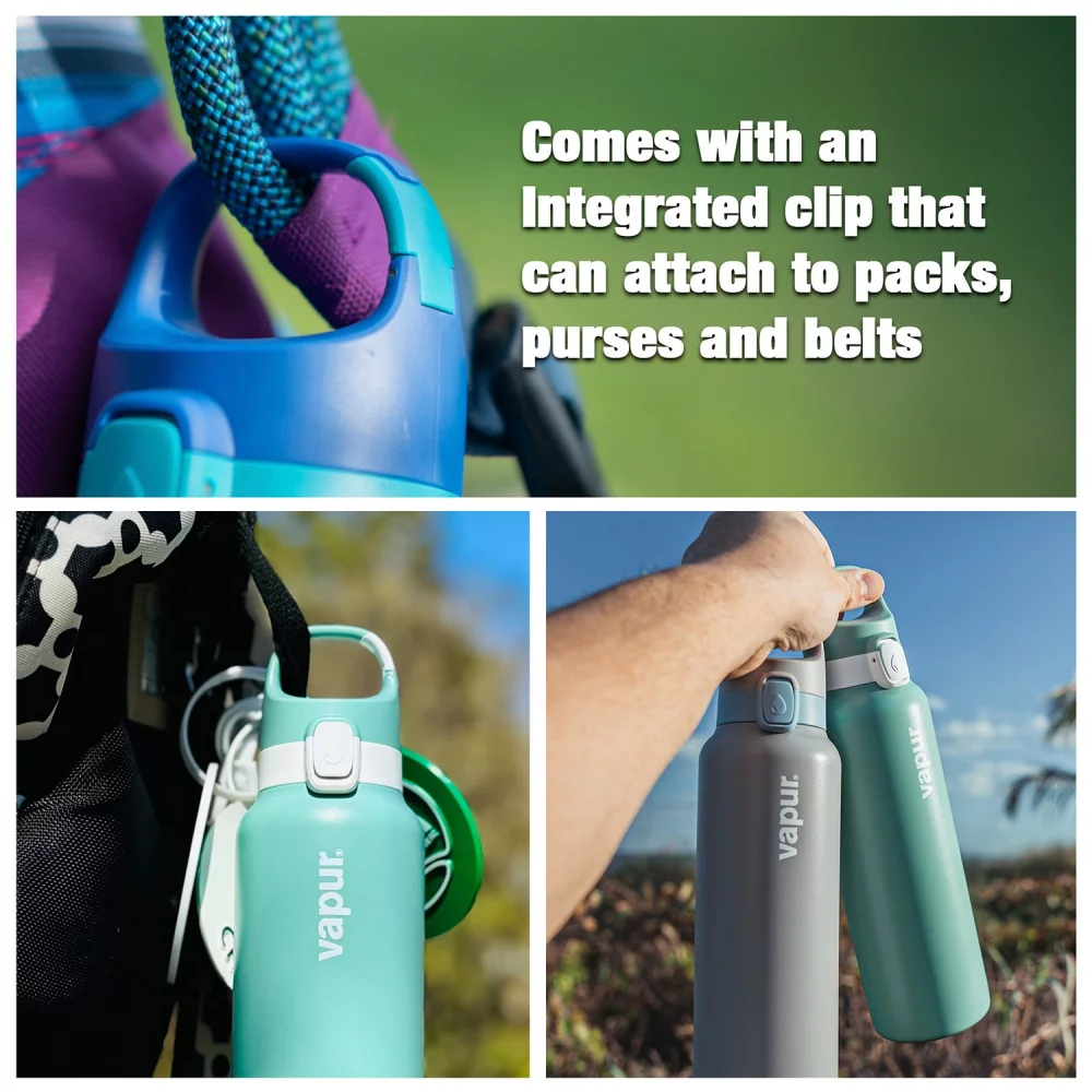 Vapur® Chill 20oz Insulated Water Bottle Graphite Grey with Blue Steel Trim