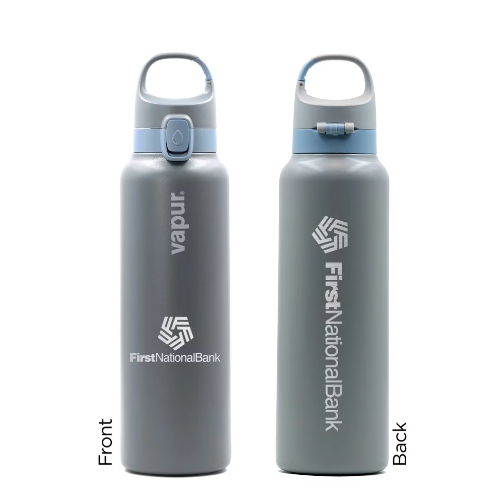 Vapur® Chill 20oz Insulated Water Bottle Graphite Grey with Blue Steel Trim